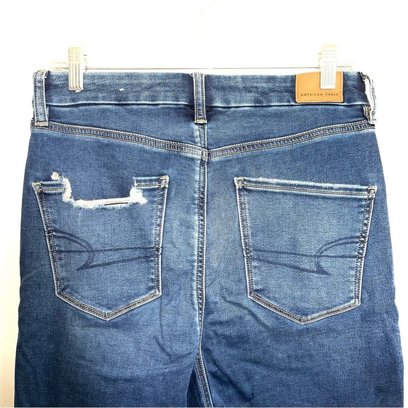 American Eagle Soft Knit Dark Patch Ripped Curvy Skinny Jeans 10 Short Women’s - Picture 7 of 13